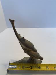Vintage 6” Tall Brass Double Dolphin Statue Decor Nautical Swimming | eBay