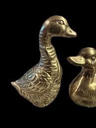 Vintage Pair Solid Brass Duck Geese Small Miniatures Figurines Sculptures | eBay