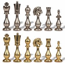 Large Arabesque Metal Contemporary Staunton Chess Set by ...