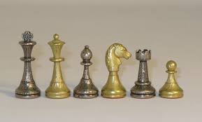 2" Small Stauton Arabesque Design Metal Chess Pieces ...