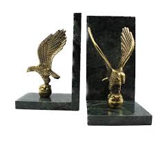 Vintage Brass and Green Marble Eagle Bookends at 1stDibs | brass eagle bookends, vintage brass eagle