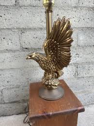 Vintage MCM Modern Mid Century Brass/Bronze Eagle Table Lamp Wood Box RARE!! | eBay
