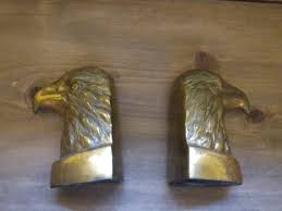 Vintage Brass Eagle Head Bookends, Pair Americana USA ...