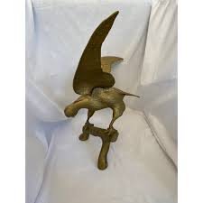 Mid 20th Century Medium Brass Eagle Statue | Chairish