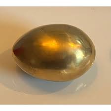 Mid-Century Modern Brass Golden Egg Paperweight or Desk Ornament | Chairish