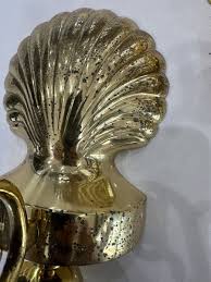 2) Vintage Solid Brass Clam Scallop Seashell Candle Holder ...