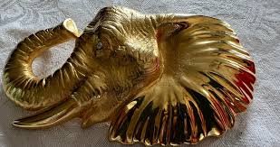 Vintage Doreen Ryan DR 94 Gold Tone Elephant Trunk Up 5 ...