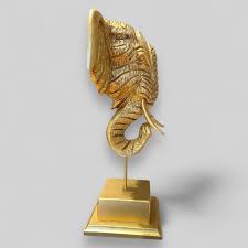 Decorative Elephant Head Statue on Stand | Animal Figurine ...