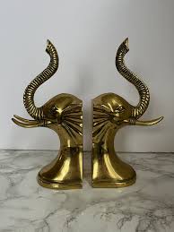 Vintage Brass Elephant Bookends - a Pair | Chairish