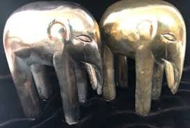 Vintage Solid Brass Austin Prod Inc. Pair Of Elephant ...