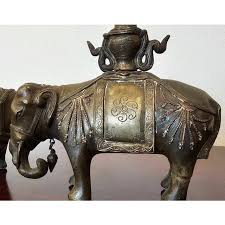 Pair of Chinese Antique Bronze Elephant Figure Candle Holder ...