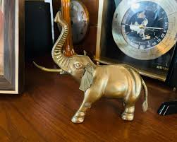 Brass Elephant Statue: Uplifted Trunk, Home Decor (missing ...