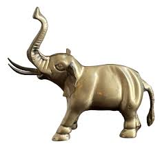 Mid-20th Century Solid Brass Elephant Figure | Chairish