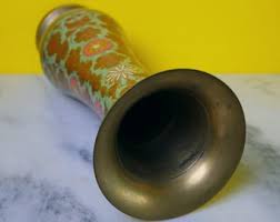 70's Solid Brass Cloisonne Flower Vase | Made in India - Etsy