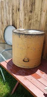 Vintage Galvanized dry container seed flour with lid 21" huge antique farming | eBay