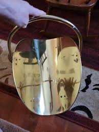 Vtg Cabin Gold Toned Metal Fireplace Log Holder Fire Wood Kindling & Claw Feet | eBay