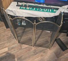 Hollywood Regency Solid Brass 4 Panel Arched Fireplace Mesh ...