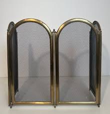 Neoclassical Style 4 Panel Brass Fire Screen and Grille ...