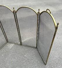 Antique Solid Brass Fireplace Screen Patina, Finials Hearth ...