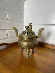 Ornate Vintage Brass Foo Dog Incense Burner - Etsy
