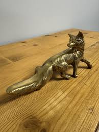 Vintage English Brass Fox | Chairish