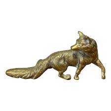 Vintage English Brass Fox | Chairish