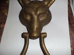 VINTAGE WOLF BRASS DOOR KNOCKER | eBay