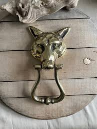 10" Vintage Cast Brass Fox Head Door Knocker - Etsy