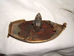 antique tiffany & co. french figural dore bronze frog in boat match holder 1890s | eBay