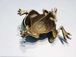 Vintage Erwin Pearl Green Enamel Frog Brooch | eBay