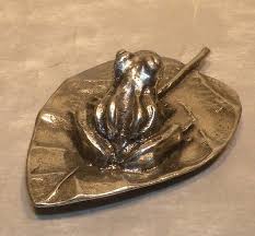 NEW Figurine Frog on a Leaf Pewter Michel Laude | eBay