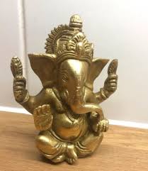 Ganesha Heavy 5'' X 4'' Mukut Ganesh elephant face god Hinduism brass statues | eBay Australia