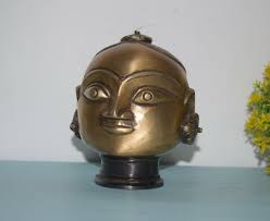 Brass Gauri Head Hindu Goddess Statue Full Face Lady ...