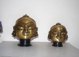 Pair of Parvati Heads Brass Gauri Sculpture Lady Goddess ...