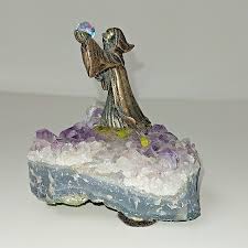 Amethyst Rock 4" x 4" inches with Small Pewter Wizard on Beautiful piece | eBay