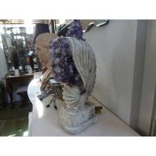 Vintage Stone Nautilus Shell Lamp Encrusted With Amethyst Rock Crystals | Chairish