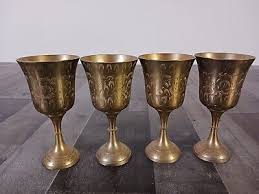 Vintage Etched Chalice Goblet Gold Color Brass (Lot Of 4 ...
