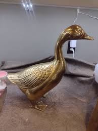 Vintage Brass Goose Mid Century Figurine | Chairish