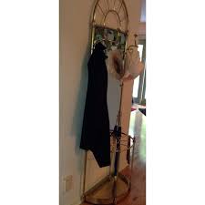 Vintage Solid Brass Hall Tree with Mirror and Umbrella Cane Stand | Chairish