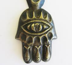 A Solid Brass and Beads Hamsa for Good Luck, Judaica From ...