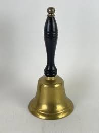 Vintage Brass School Teacher Hand Held Bell With Wood ...