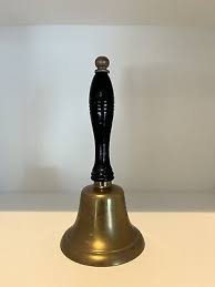 Vintage 7 5/8” Brass School Teacher Hand Held Bell Painted ...