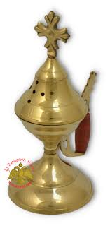 Orthodox Traditional Incense Burner with wooden handle 15cm - Nioras Orthodox Family