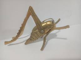 Vintage Solid Brass Grasshopper or Cricket Paperweight ...