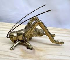 Vintage Solid Brass Grasshopper Insect Figurine Paperweight ...