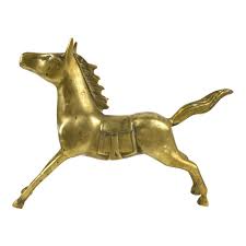 Mid-Century Solid Gold Brass Horse Figurine | Chairish