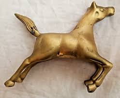 Brass Horse Running Tail Up Solid Metalware Equestrian Equine 5 x 4" Nice Patina | eBay