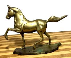 Solid Brass Stallion Horse Statue Figurine On Base 8" Tall ...