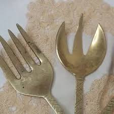 unbranded | Kitchen | Vintage Brass Serving Utensils 2 Forks ...