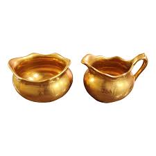 1950s Wheeling Wv Gold Porcelain China Sugar Creamer Set ...